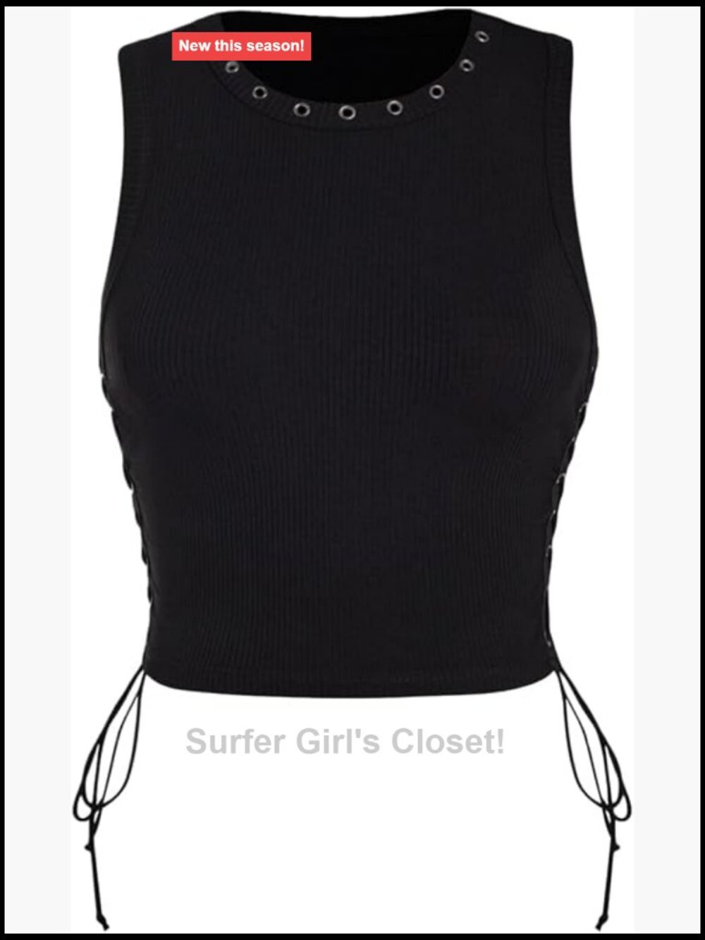 Y2K Rhinestone Lace Up Sleeveless Crop Top Concert Outfit